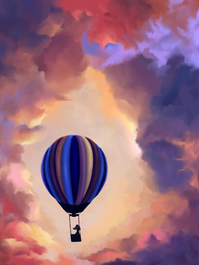 Sunset with a balloon  - A Digital Art Artwork by Pheekus