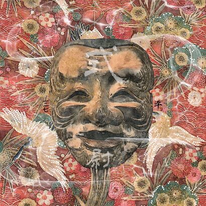 A series of five artworks: Breathtaking Masks Five, Shikijo, a Happy and Wise Elderly  - a Digital Art Artowrk by Taira