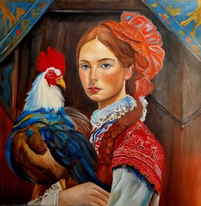 Девушка с птицей - a Paint Artowrk by Ekaterina Samitina