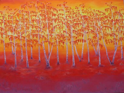 Red birches - A Paint Artwork by Olga R.-Subbotina
