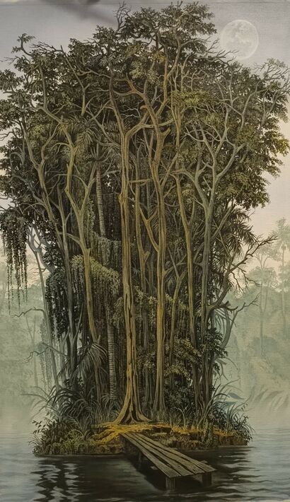 "Paisaje insular con pequeño muelle - a Paint Artwork by Juan Francisco  Cancio Lazo 