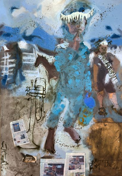 Dino Boy with Trumpet - a Paintings Artwork by E M Ferrell