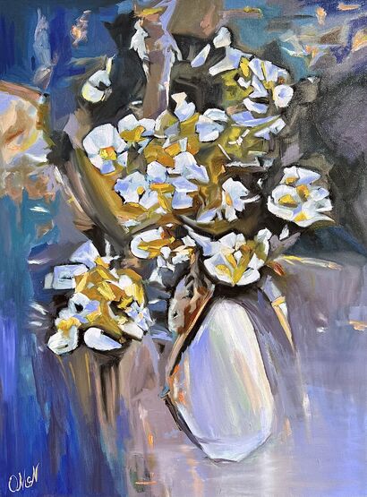 Flowers in a White vase - a Paint Artowrk by Karlson