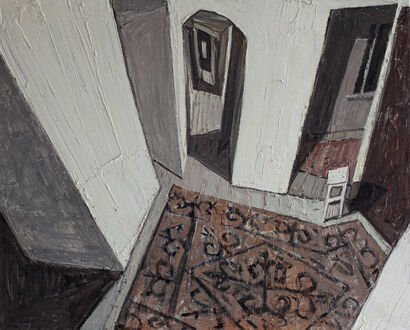 Kazakh carpet in the corridor - a Paint Artowrk by Sayan Baigaliyev