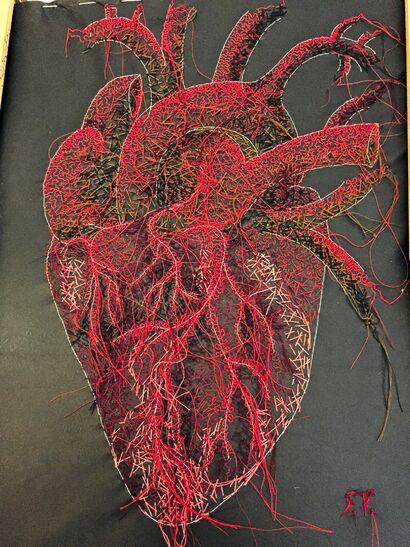 The Stitched Human Heart - a Paint Artowrk by Silvia Perramon Rubio