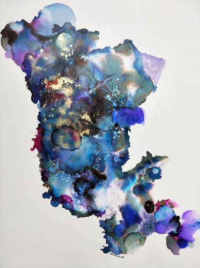 Weeks End - Alcohol ink with Gold leaf - A Paint Artwork by Stephanie Reynolds