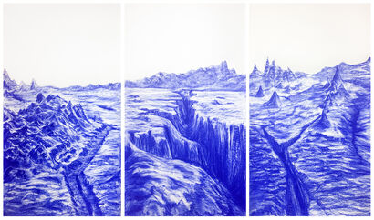 IV. (Caribbean Plate, Caribbean Sea-Challenger Deep, Pacific Ocean- Atlantic Trench, Atlantic Ocean) - A Paint Artwork by Rafael Villares