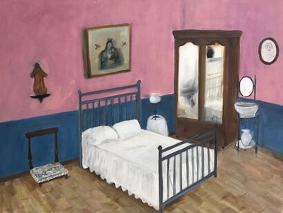 Lo cuarto rosado con azul - A Paint Artwork by Lilian Camelli