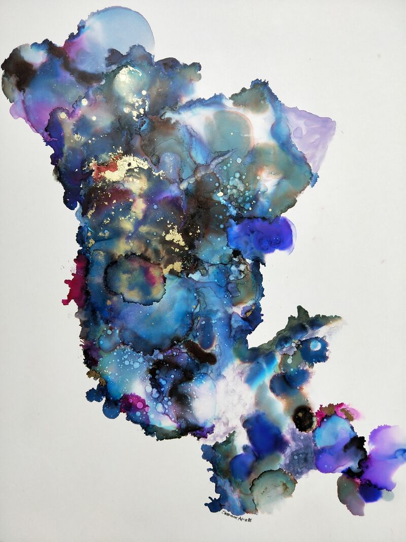Weeks End - Alcohol ink with Gold leaf - a Paint by Stephanie Reynolds