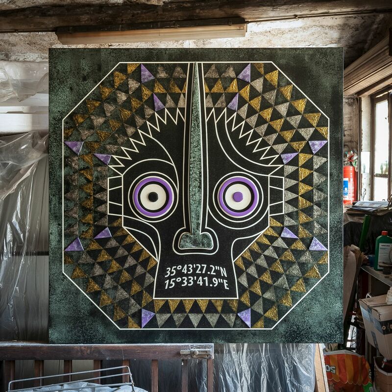 #Justanumber – African mask (purple) - a Paint by Simone Del Sere