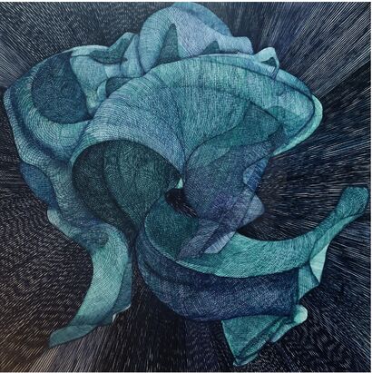 Blue line - universe - a Paint Artowrk by Agnieszka Żak