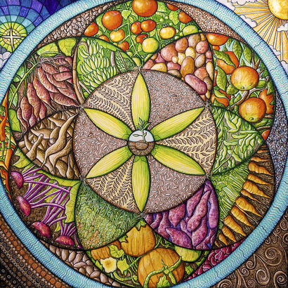 Abundant Harvest: Food Security Meditation - A Paint Artwork by Kristen Palana