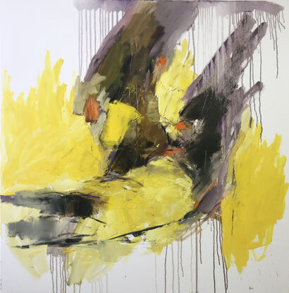 falling in yellow - A Paint Artwork by Doina Vieru