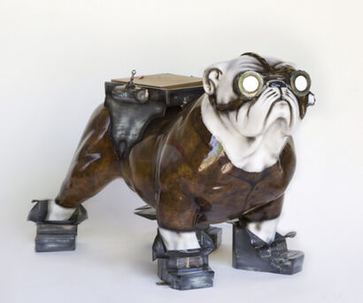 Time Traveler Bulldog  - A Sculpture & Installation Artwork by Mark Adams Marcos