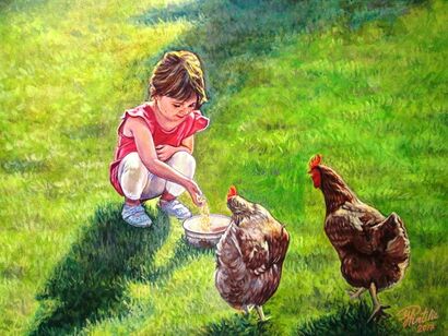 ,, Nel cortile dai nonni ”  - A Paint Artwork by Pintilie Gheorghe