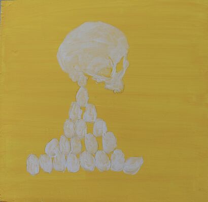 Requiem in yello. Skull and eggs) - a Paint Artowrk by Anders Tranmark