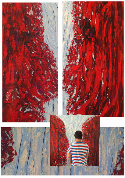 Particolare di “Il confronto – Rosso” - A Paint Artwork by xiao hui sun