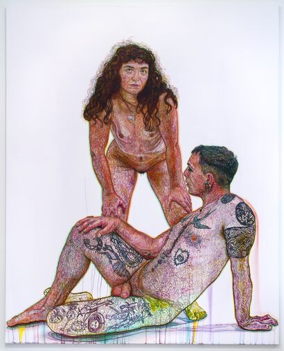 Naked Drag; Belle and Zorro - A Paint Artwork by Cecilia Ulfsdotter Klementsson 