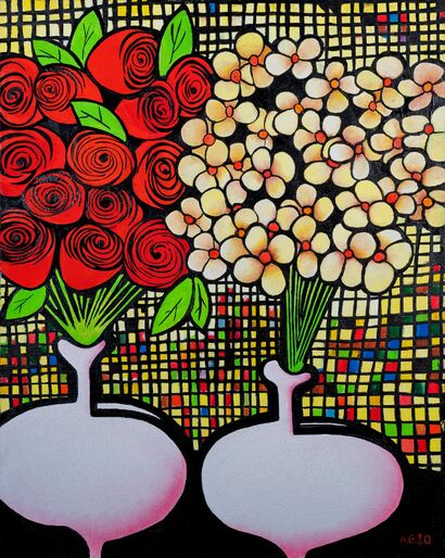 Vasi con fiori - A Paint Artwork by Antonio Gravante