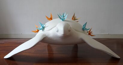 Hawksbill Sea Turtle / Ocean Waste - A Sculpture & Installation Artwork by Vethan Sautour