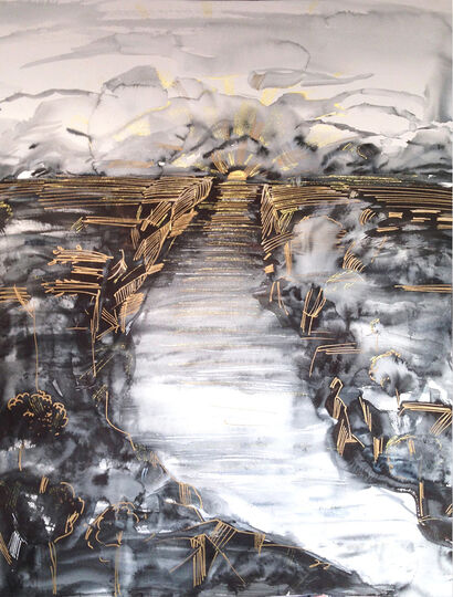 Golden Horizon - A Paint Artwork by Elena Zimovets 