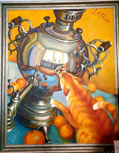 cat with oranges - a Paint Artowrk by La Pruss