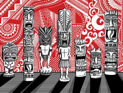 Tiki Lineup - A Digital Art Artwork by Megan Hunter