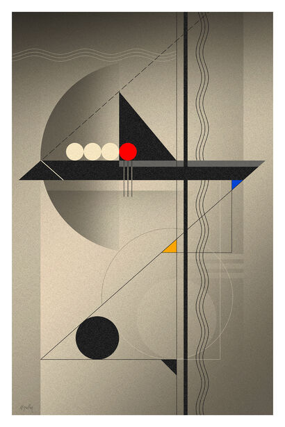 Bauhaus Composition - Red Circle - A Digital Art Artwork by Martin Geller