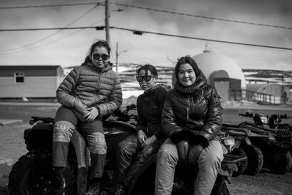 Annie, Oleepeeka and Elisapi during recess in Inukjuak, Nunavik (CA) - a Photographic Art Artowrk by Hannah Walti