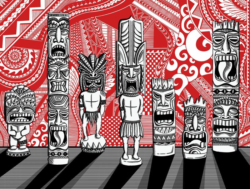 Tiki Lineup - a Digital Art by Megan Hunter