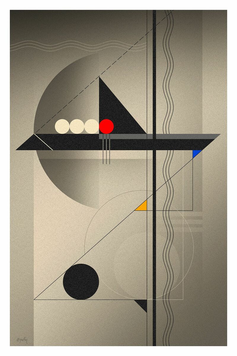 Bauhaus Composition - Red Circle - a Digital Art by Martin Geller