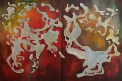 Diptych - Antarctica and  Arctic must remain on Earth - A Paint Artwork by MARINA VENEDIKTOVA