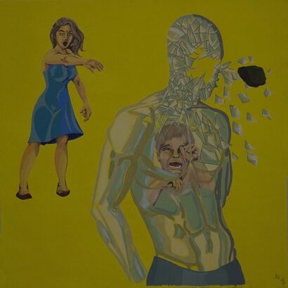 Throws a stone at a glass man - A Paint Artwork by Sasha   Zabaluev