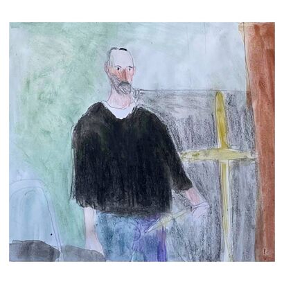 Artist in his studio  - a Paint Artowrk by Irfan  Ajvazi