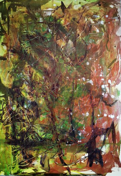 Hiding in Forest - A Paint Artwork by SOPHIE ARLETTE MARIE JOURDAIN DE THIEULLOY
