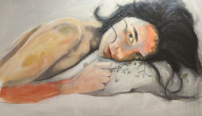 Lady on bed  - a Paint Artowrk by Soheil  Nassiri