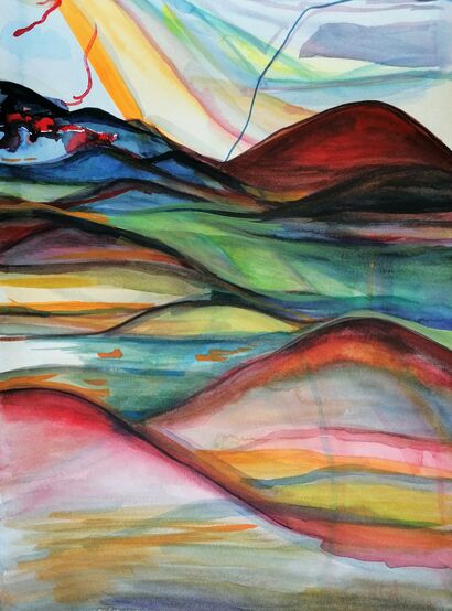 Red mountains - A Paint Artwork by Maria Chaneva