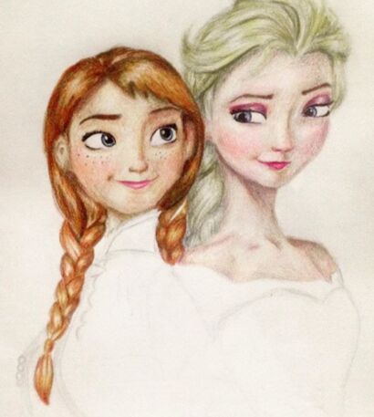Anna and Elsa - A Paint Artwork by Trisha Balaji