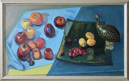 Apples and Pheasant  - a Paint Artowrk by Olga Kartamisheva