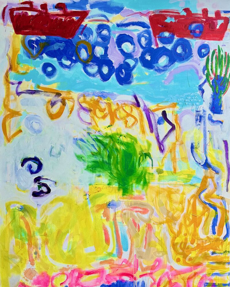 Waves and Harbor  - a Paintings by Khalid Alaani