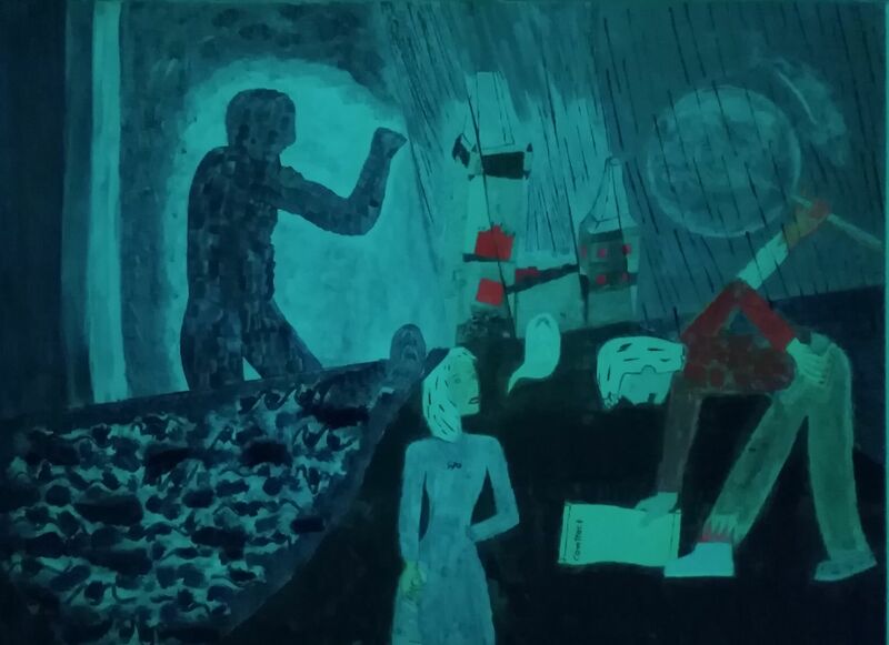 No Title painting under special light installations  - a Video Art by Tania Stefania Katzouraki