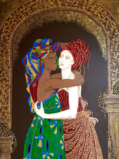 L'abbraccio oltre il confine del tempo - A Paint Artwork by ROSA LEONE