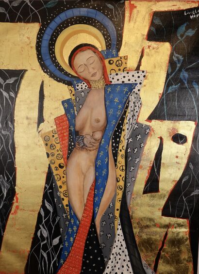 Madonna wth a gold necklace - a Paint Artowrk by Laszlo Hamori