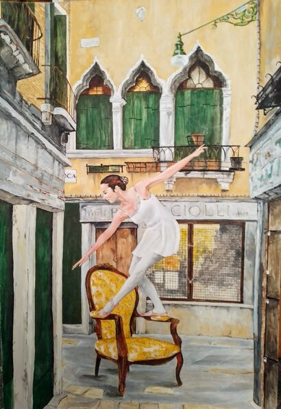 La bailarina de la calle de la Oca. Venecia. - A Paint Artwork by Paliano