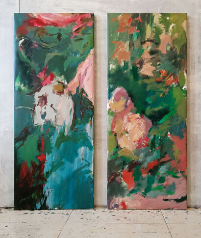 Two pieces from the collection reborn - a Paint Artowrk by Constanza López Schlichting