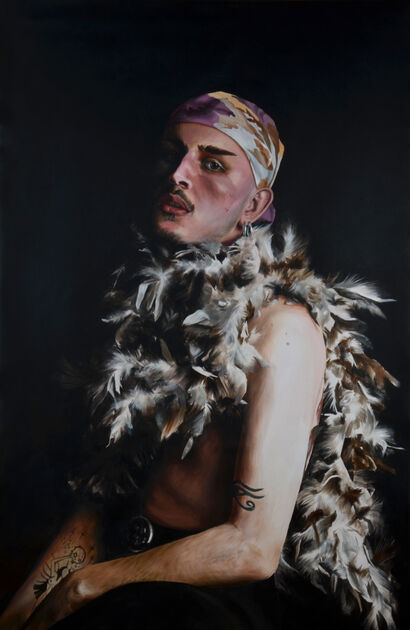 Le jeune garçon au foulard - A Paint Artwork by Rose