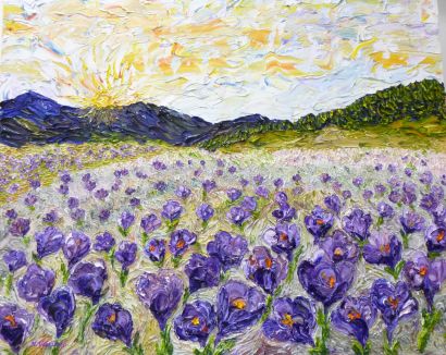 'Valley of Crocuses', Collection 'New Horizons' - a Paintings Artwork by Dr. Halyna Vakulenko