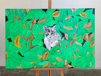 Un gattino tra le foglie - A Paint Artwork by Dario Vanin