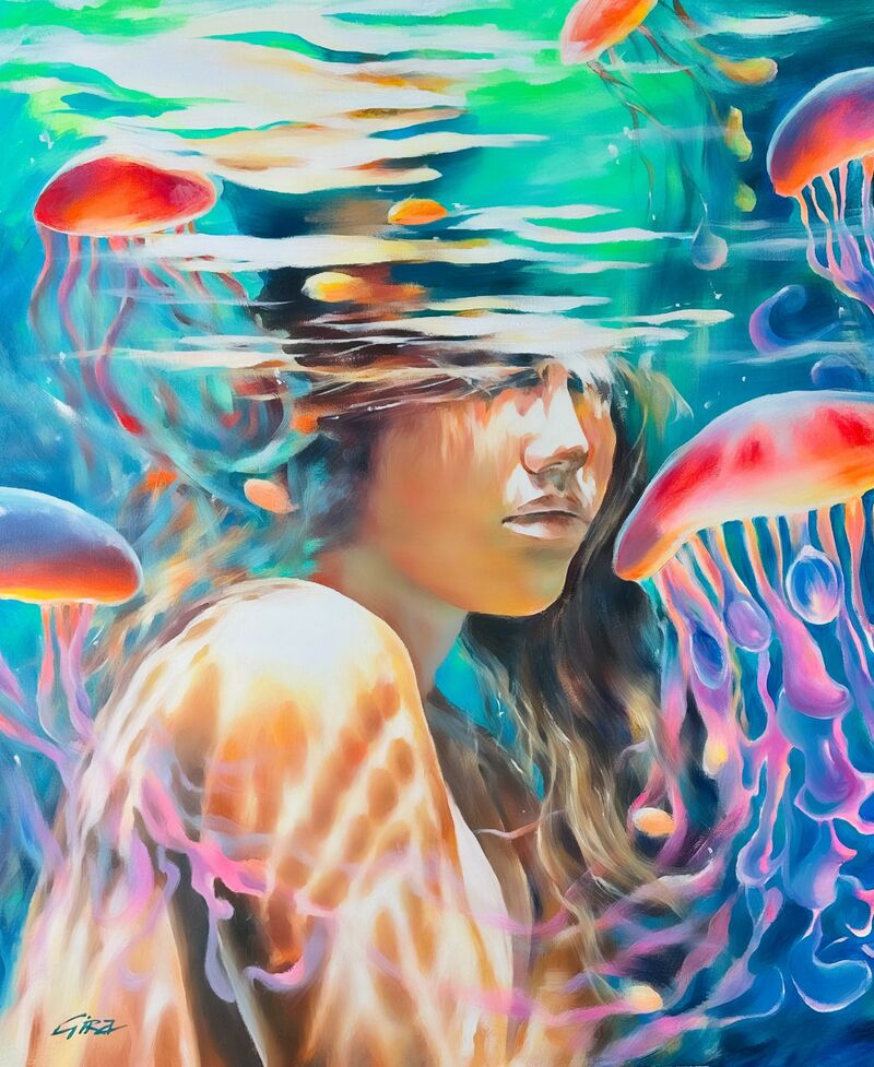 Neon jellyfish - a Paintings by Irina Glazunova