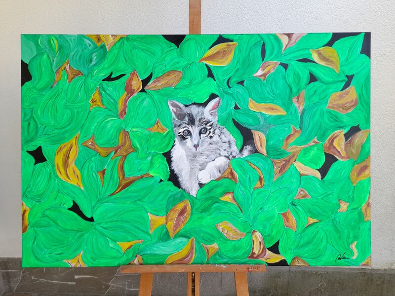Un gattino tra le foglie - a Paint by Dario Vanin